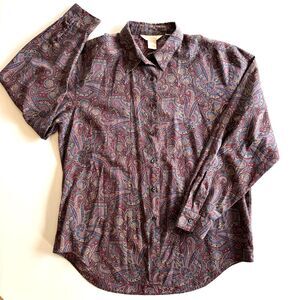 Brooks Brothers Vintage Womens Shirt Size 8 Paisley Dark Academia Art Preppy
